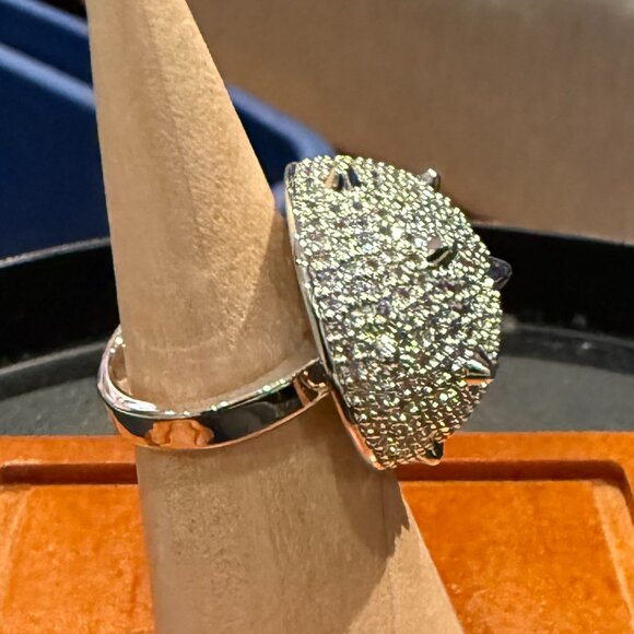 1/2 Spike Pyramid Ring - nOir Jewelry nOir Jewelry | Pavé CZ Half-Sphere Pyramid Spike Ring | Rhodium | Size 7